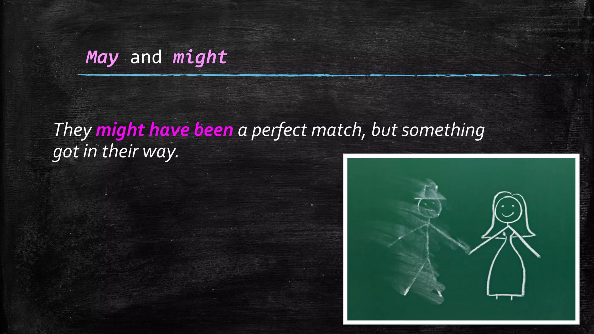 They might have been a perfect match, but something
got in their way.
May and might
 