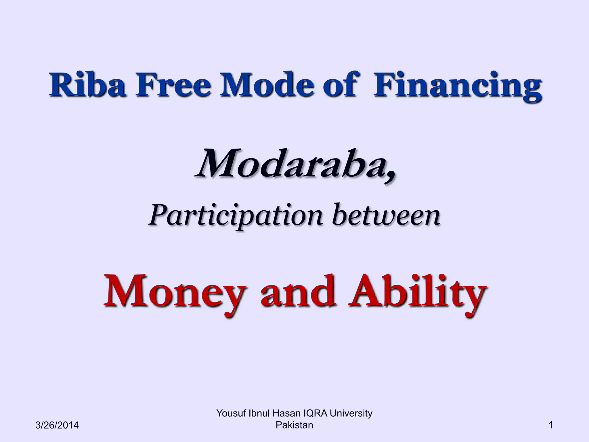 Modarba Table Modaraba, Introduction, Restrictions and Permissions | PPT