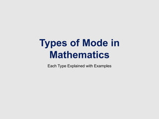 Mode Math Non Example Comprehensive Guide to Mode in Mathematics: Definitions, Types, and ...