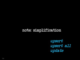 note: simplification
upsert
upsert all
update
133
 