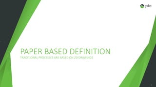 4
PAPER BASED DEFINITION
TRADITIONAL PROCESSES ARE BASED ON 2D DRAWINGS
• 1
 