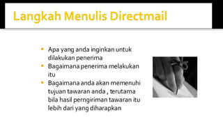 Apa yang anda inginkan untuk dilakukan penerima Bagaimana penerima melakukan itu Bagaimana anda akan memenuhi tujuan tawaran anda , terutama bila hasil perngiriman tawaran itu lebih dari yang diharapkan 
