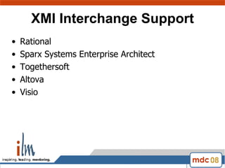 XMI Interchange Support Rational Sparx Systems Enterprise Architect Togethersoft Altova Visio 