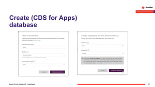 Create (CDS for Apps)
database
11Model-Driven Apps with PowerApps
 