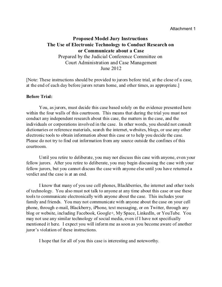 Model juryinstructions aug2012 social media