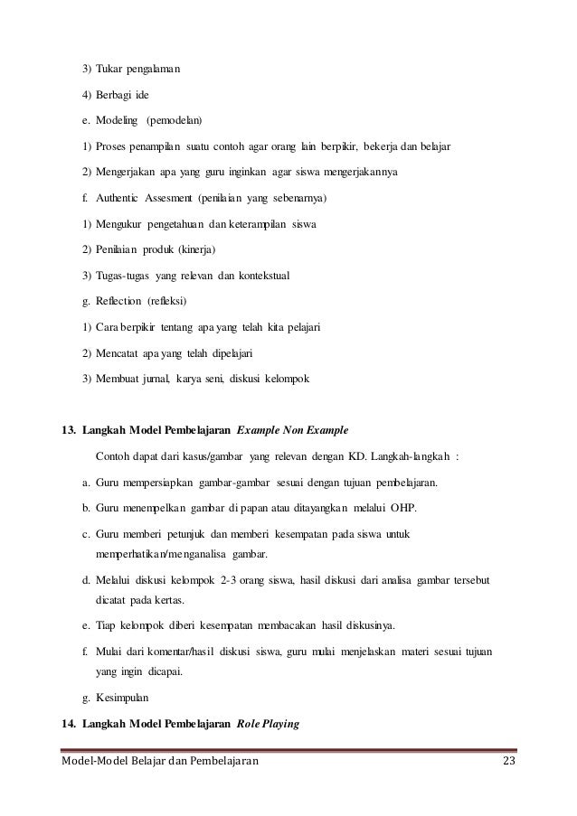 Model Model Dalam Belajar Dan Pembelajaran Makalah Belajar Dan Pembe