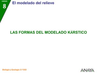Biología y Geología 3.º ESO
LAS FORMAS DEL MODELADO KÁRSTICO
El modelado del relieve
UNIDAD
8
 