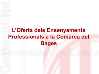 L’Oferta dels Ensenyaments
Professionals a la Comarca del
Bages
 