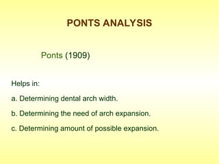 Pont Model Analysis Inference Model analysis in orthodontics presentation | PPT