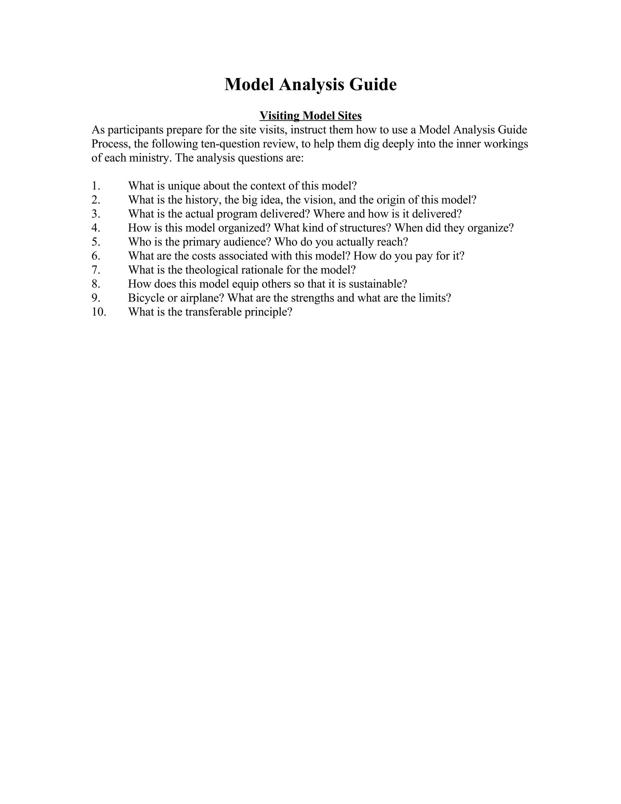 Model Analysis Guide | DOC