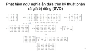 Phát hiện ngữ nghĩa ẩn dựa trên kỹ thuật phân
rã giá trị riêng (SVD)
13
 