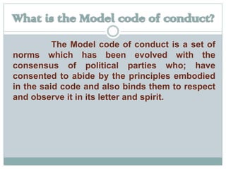 Model Code Of Conduct Of The Election Commission | PPTX