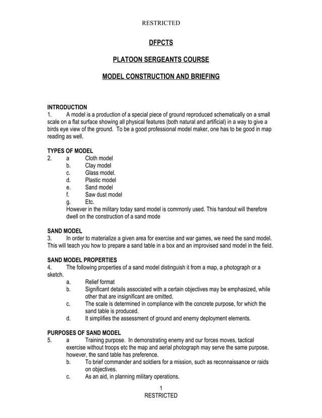 Model construction and briefing | DOC