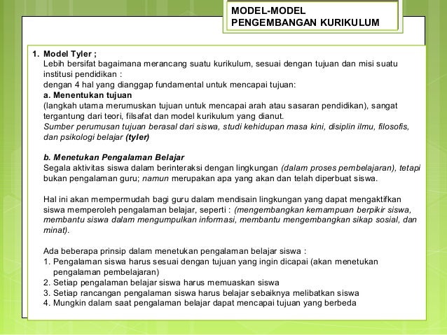 Model dan desain kurikulum