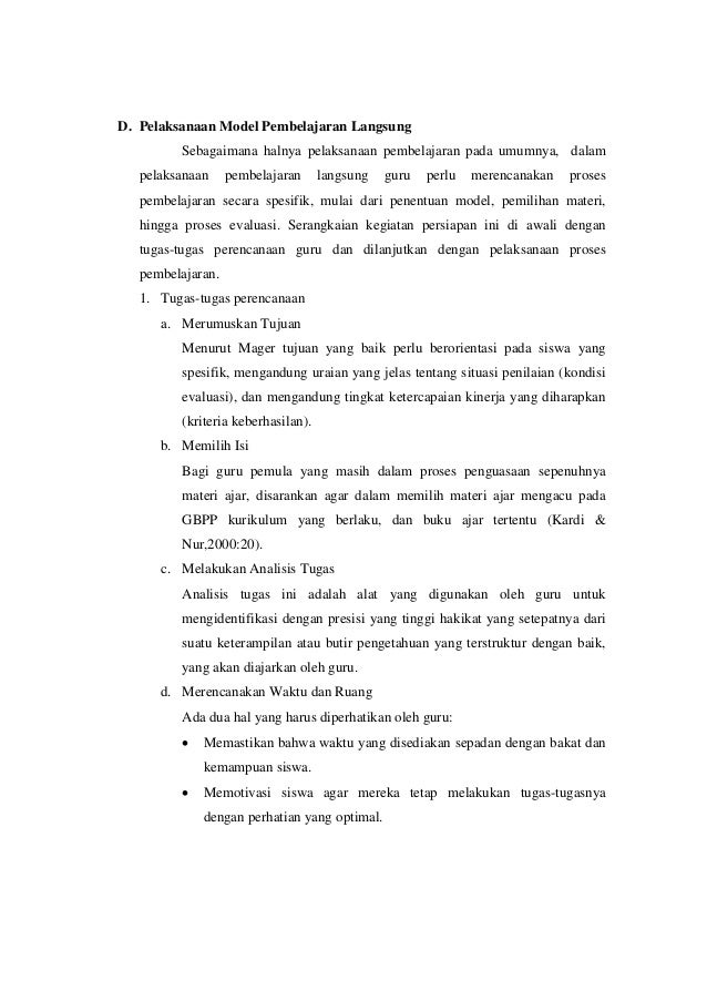 model pembelajaran langsung model pembelajaran langsung