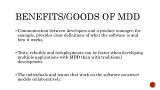 MODEL DRIVEN DEVELOPMENT (1).pptx | Programming Languages | Computing