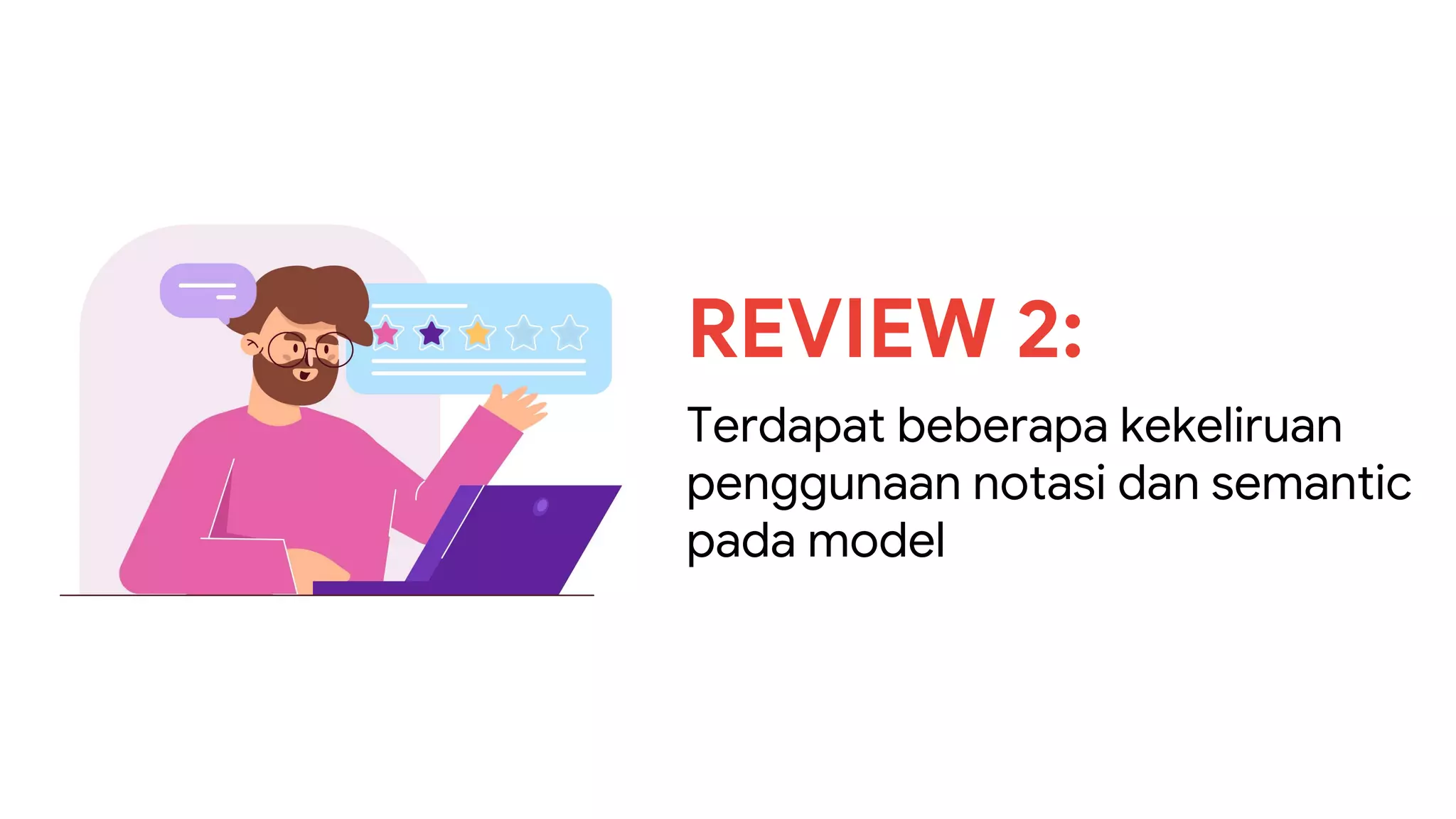 REVIEW 2:
Terdapat beberapa kekeliruan
penggunaan notasi dan semantic
pada model
 