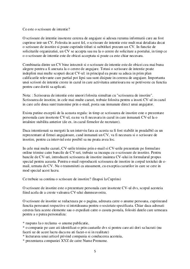 Modele de scrisoare de intentie