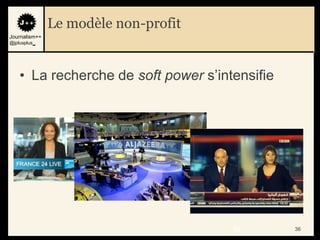 Le modèle non-profit
Journalism++
@jplusplus_




    • La recherche de soft power s‟intensifie




                                      36        36
 