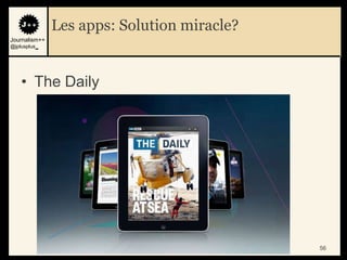 Les apps: Solution miracle?
Journalism++
@jplusplus_




    • The Daily




                                             56
 