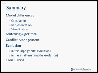 Conflict ManagementThe proposed work is an excerpt of the dissertation of Antonio Cicchetti defended in 2007 and proposes a structural approach for dealing with conflicts not detectable from the syntax levelA model-based difference representation approach and a pattern language relying on it enable the management of distributed developmentModeling activities requires different levels of strictness in detecting conflicts depending on the stage of the development: for instance at the beginning it might be preferable to be looserLibraries of conflict specifications