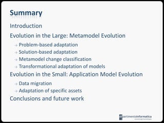 EvolutionI would like to discuss the problem of the evolution in model-driven development engineeringMDDMDE