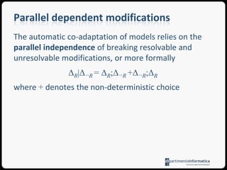 Sample Petri Net metamodel changesBreaking and resolvable changes(extract meta-class)t1pt1tp1p1p2p1p2pt2tp2t2