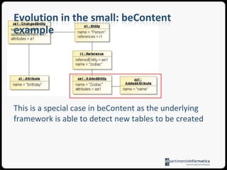 Problem: a simple text generationGenerate a text file containing source code based on information which is retrieved from different instances of the same metaclassThis is not easy as it may appear as templating languages (in contrast with M2M languages) do not always have the querying power of OCLIn particular, this can be achieved either using external Java helpers or changing the metamodel in such a way these instances must be within a container