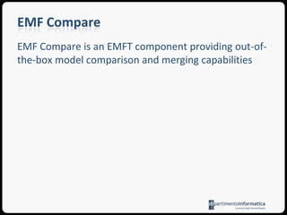 Case study > Custom Language-Specific Matching AlgorithmsAll the modifications are detectedwe explicitly specified a rule that matches two attributes belonging to matching classes even if they don’t have the same name, as long as their types match and they are also the only attributes of this type within their respective classesDifferences calculated by ECL