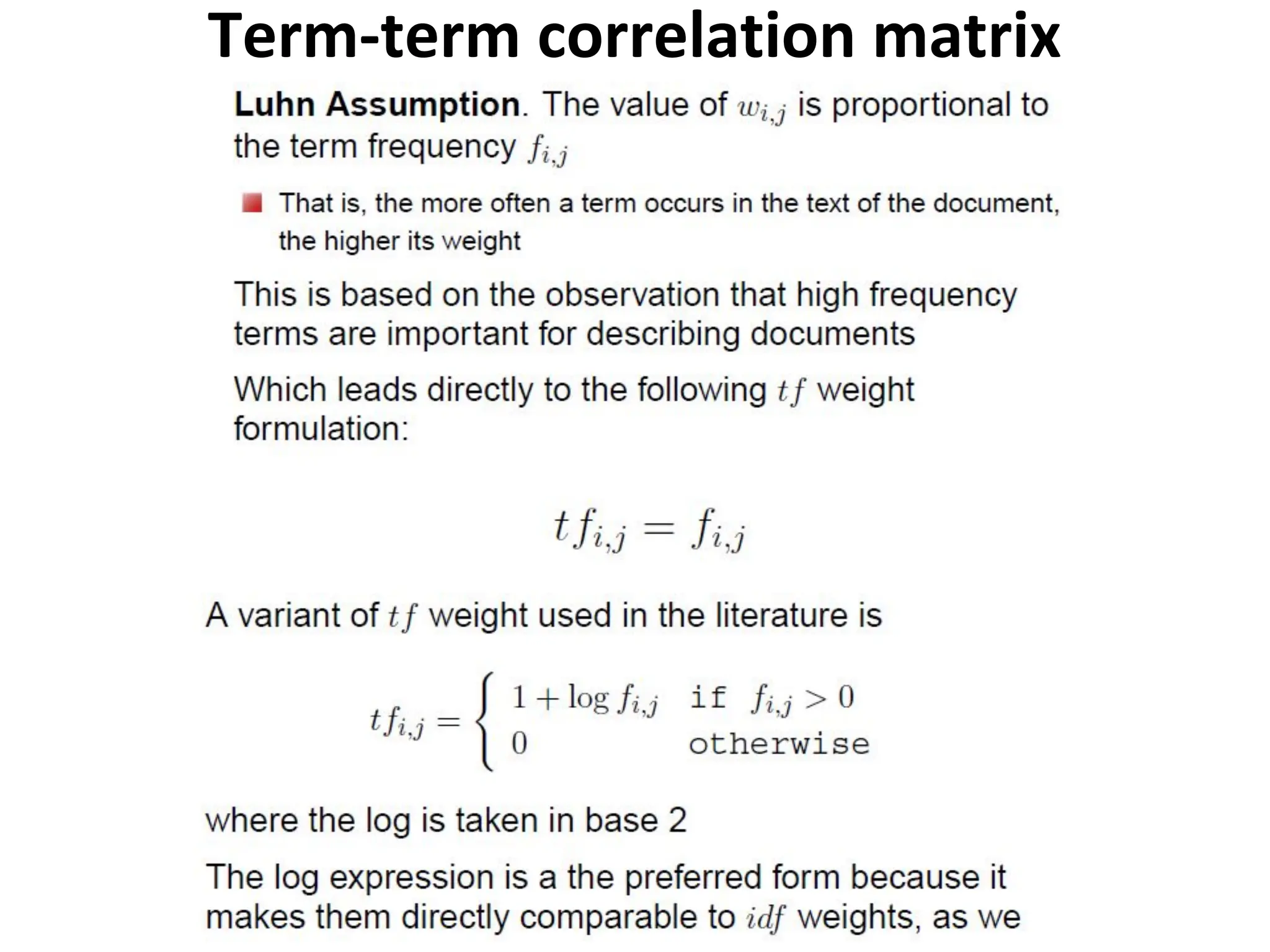Term-term correlation matrix
 