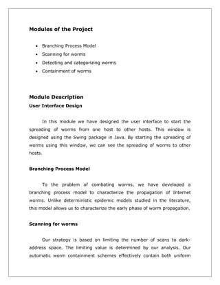 Modeling & automated containment of worms(synopsis) | PDF | Free Download