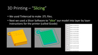 Tinkercad – Download for 3D Printing
• Click on Export button
• In most cases, you’ll pick .STL as the format
 