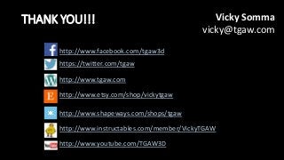 THANK YOU!!!
http://www.facebook.com/tgaw3d
https://twitter.com/tgaw
http://www.tgaw.com
http://www.etsy.com/shop/vickytga...