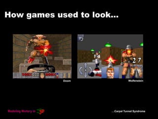 How games used to look…
…Carpal Tunnel Syndrome
Doom Wolfenstein
 