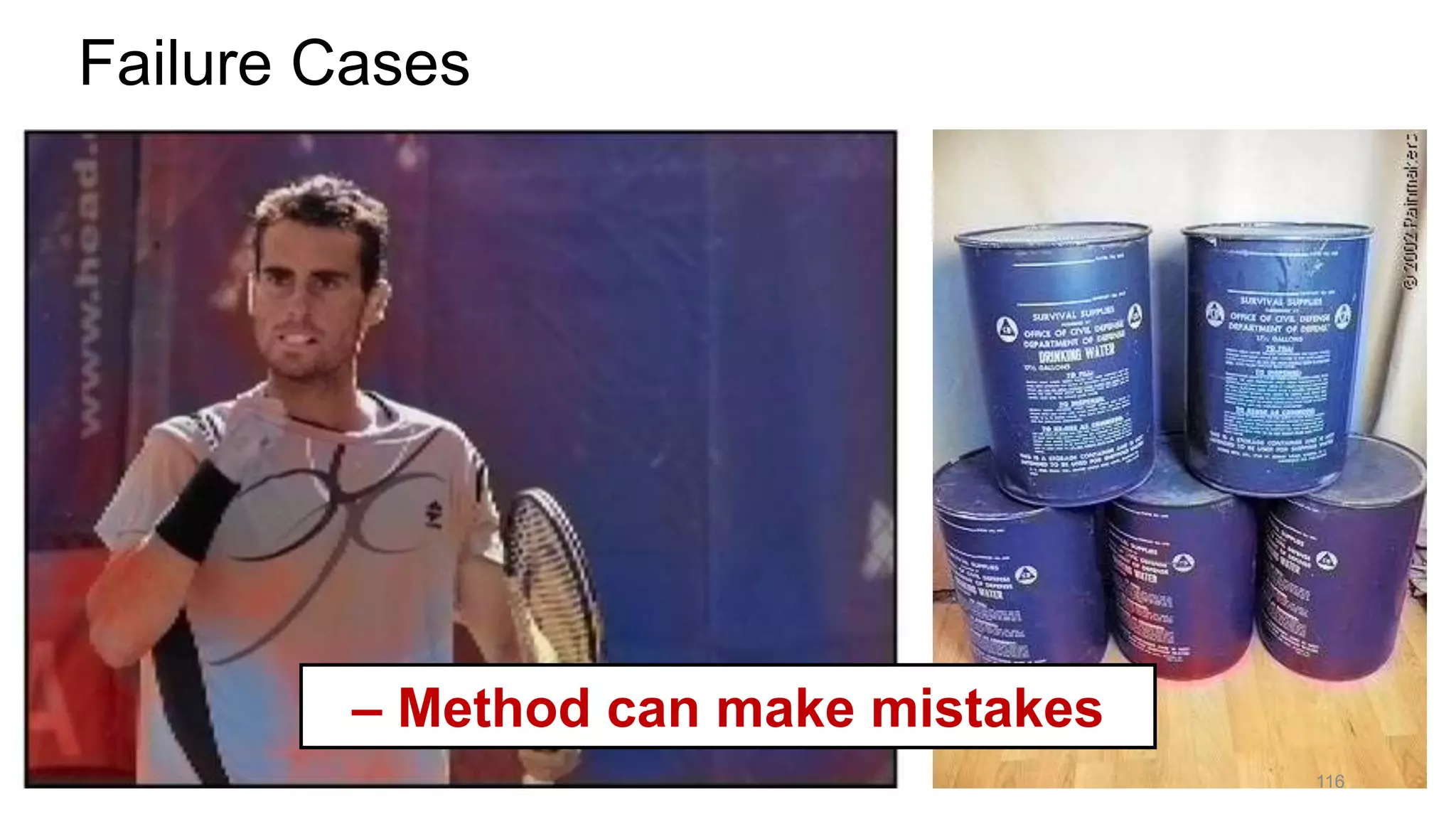 Failure Cases
– Method can make mistakes
116
 