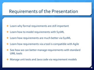 Modeling Requirements with SysML | PPTX