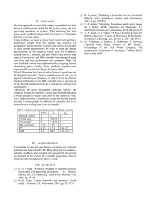Modeling, simulation and control of a robotic arm | PDF