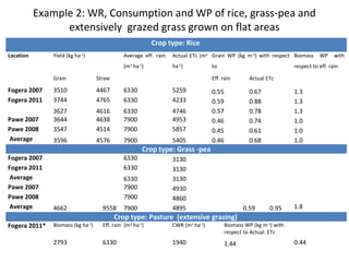 Crop water productivity modeling: Demand and impact at a field level  