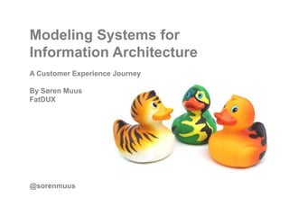 Modeling Systems for
Information Architecture
A Customer Experience Journey

By Søren Muus
FatDUX




@sorenmuus
 