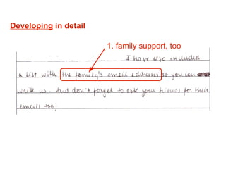 Developing  in detail 1. family support, too 