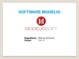 SOFTWARE MODELIO
Expositora : Blanca Sanizaca
Curso: 3 A -3
 