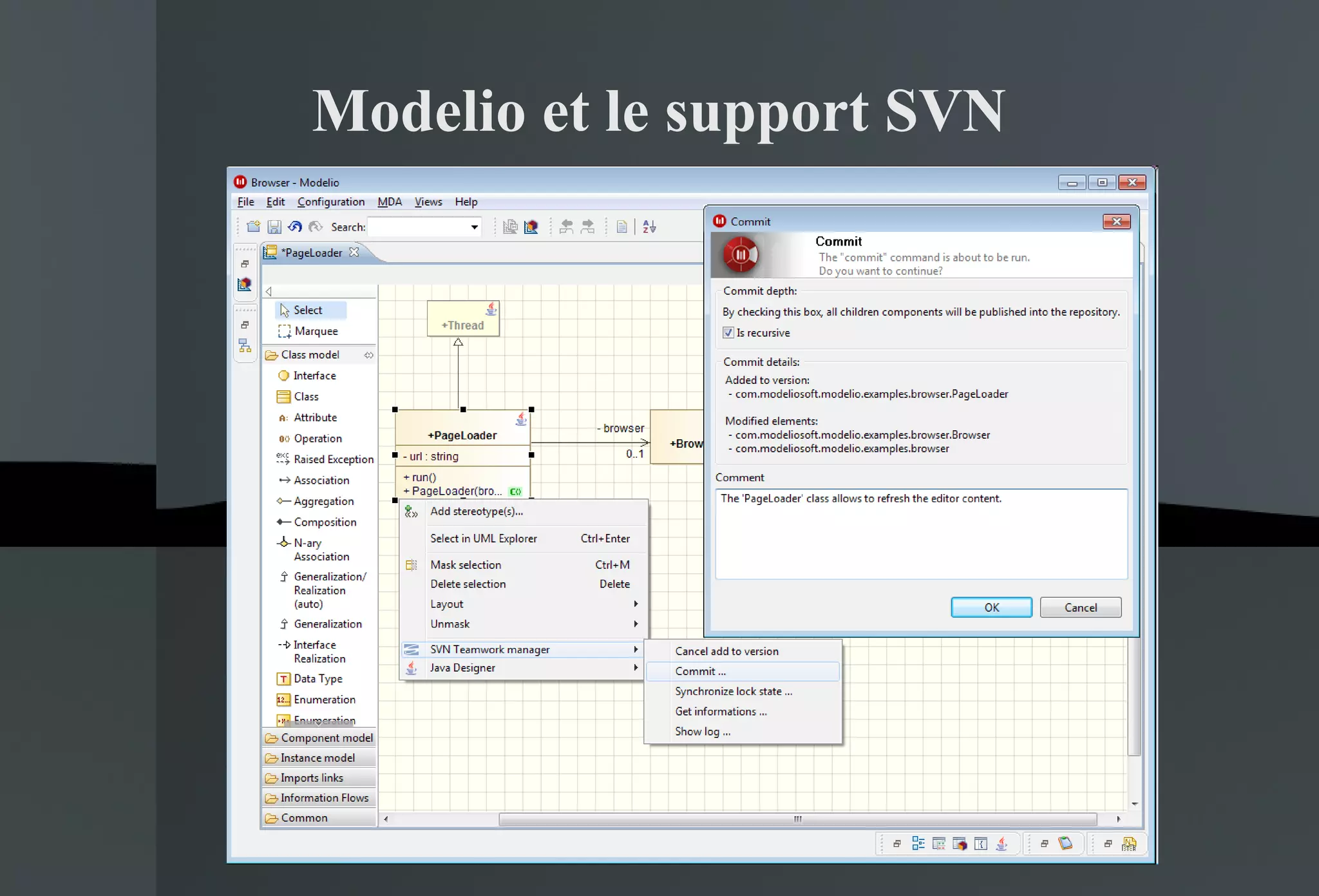 Modelio et le support SVN 