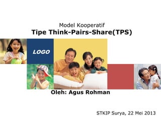 Oleh: Agus Rohman
Model Kooperatif
Tipe Think-Pairs-Share(TPS)
LOGO
STKIP Surya, 22 Mei 2013
 
