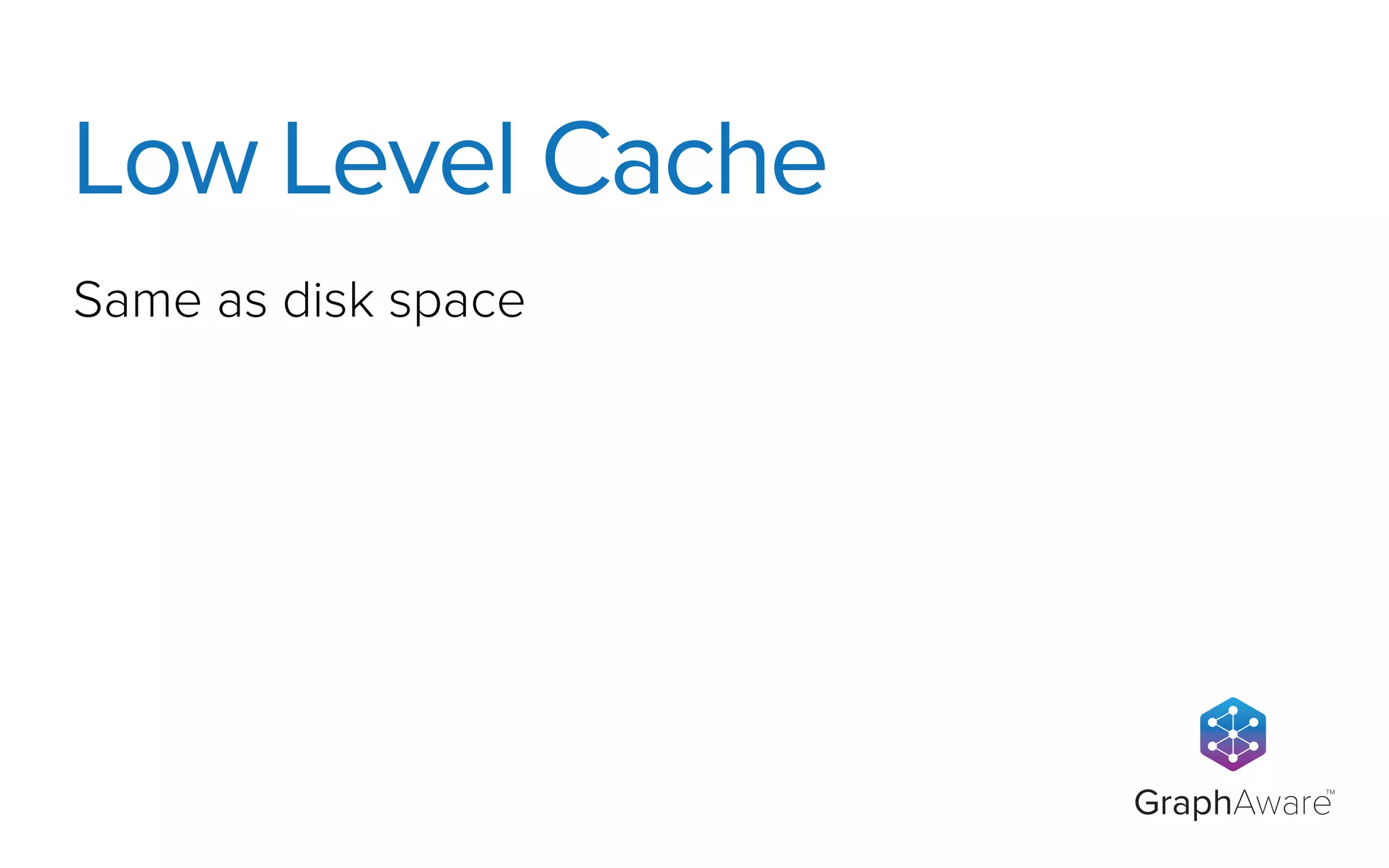 GraphAware
TM
Same as disk space
Low Level Cache
 