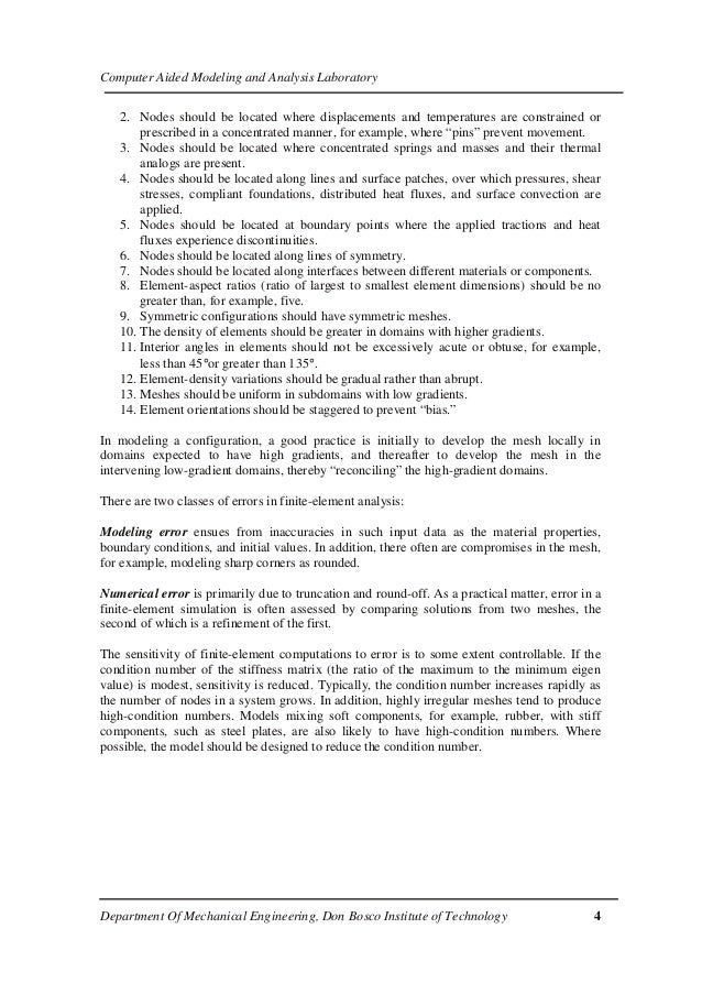 Modelling and Analysis Laboratory Manual