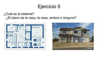 Ejercicio 5
¿Cuál es el sistema?
¿El plano de la casa, la casa, ambos o ninguno?
 