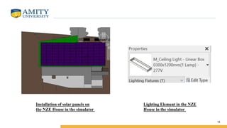 14
Installation of solar panels on
the NZE House in the simulator
Lighting Element in the NZE
House in the simulator
 