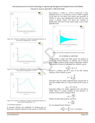 Modelling and simulation of single rotor system | PDF