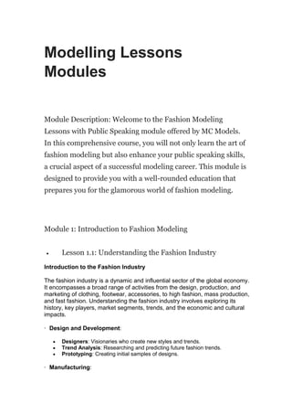 Modeling Module for those aspiring artist and those wjo wants to enter ...