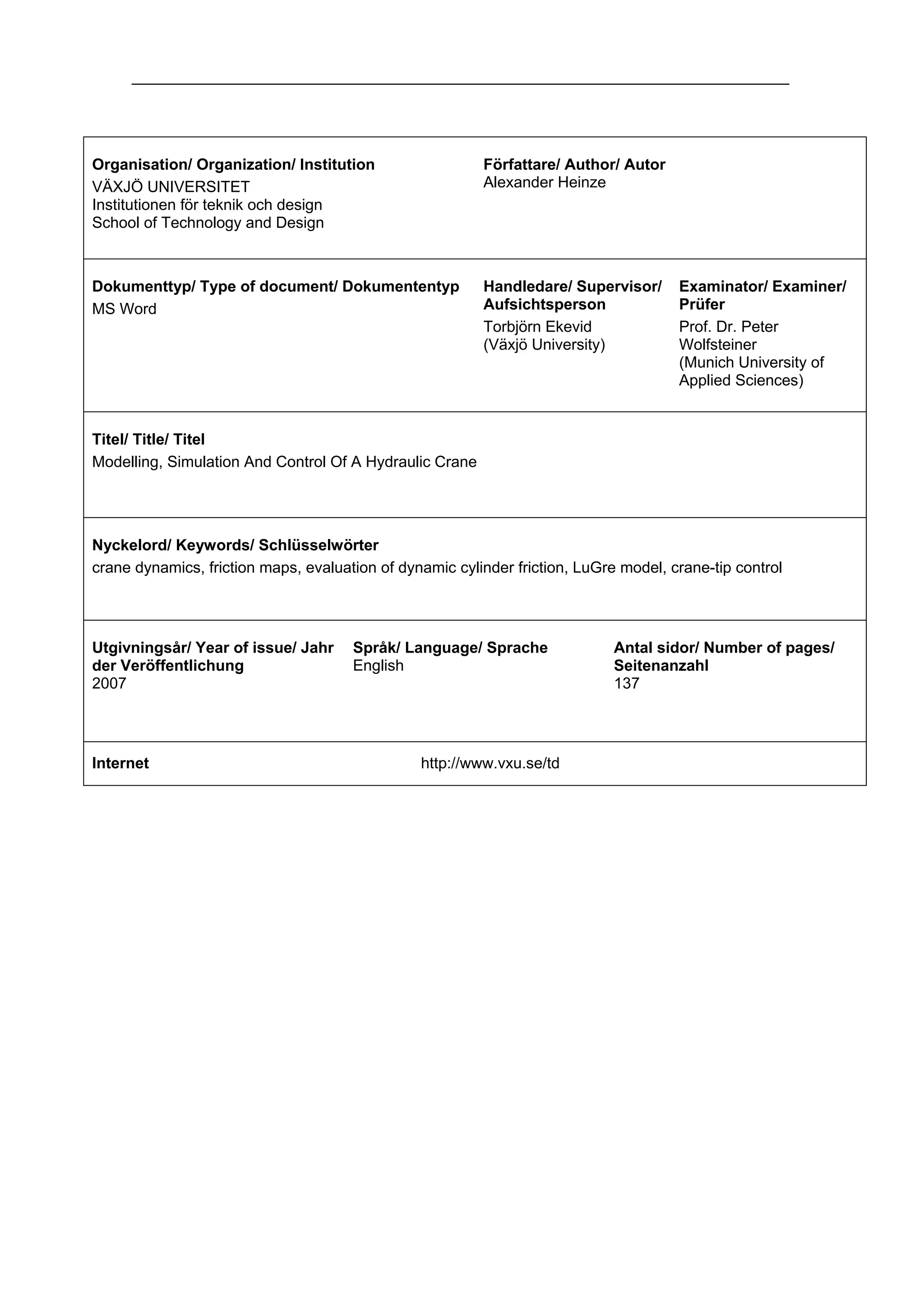 Modelling simulation and control of a hydraulic crane pdf